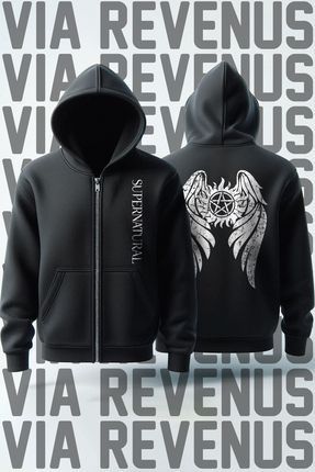 Vordevia Supernatural On ve Arka Bask l Unisex Fermuarl Kapu onlu Sweatshirt H rka Fiyat Yorumlar Trendyol