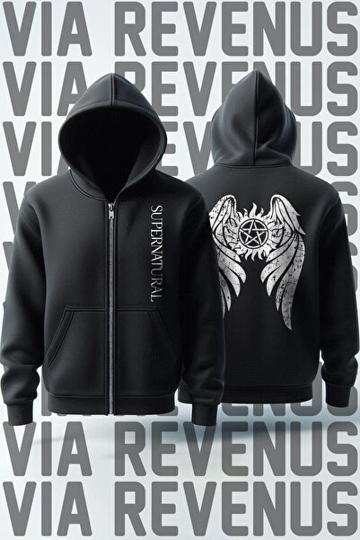 Vordevia سويت شيرت بغطاء للرأس للجنسين - طباعة أمامية وخلفية، سترة صوفية بسحاب