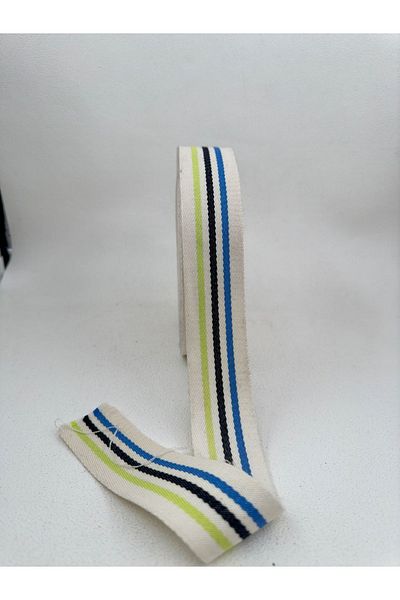 paşateks since 1995 şekil 5 Meters Ecru Cotton Striped Strip - 4 cm