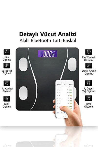 HASUBA Dijital Baskül Tartı Akıllı Elektronik Yağ Su Kas Vücut Kitle Endeksi ...