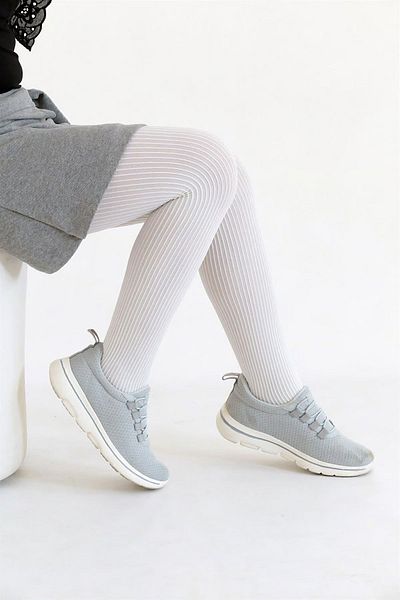 Daymod Κοριτσίστικο Beach White Ribbed Χοντρό καλσόν μους