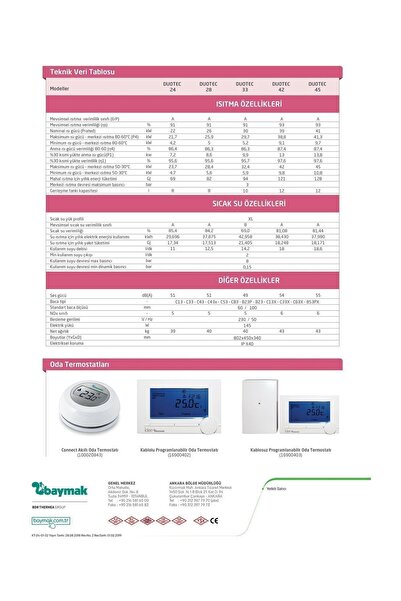 Baymak DUOTEC PREMIX 45 TAM YOĞUŞMALI KOMBİ