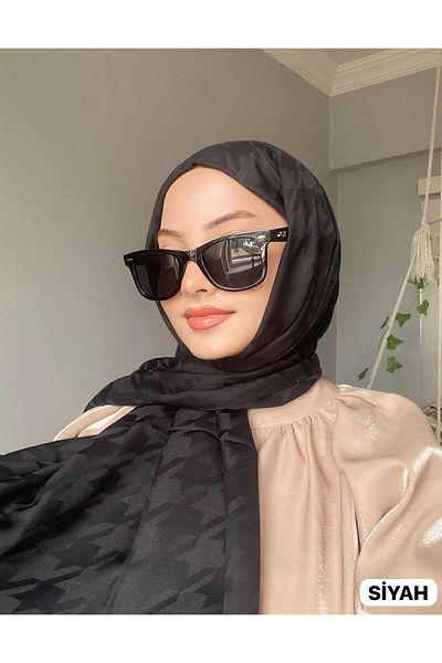 ŞİNKESK Patterned Jacquard Houndstooth Shawl