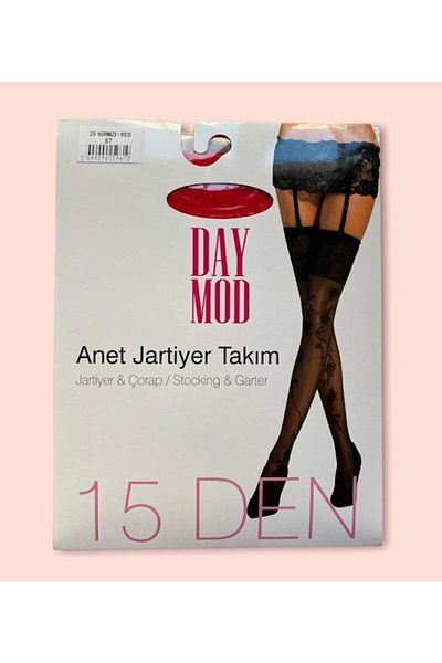 DAYMOD ÇORAP Anet Red Garter Stockings & Garter Set