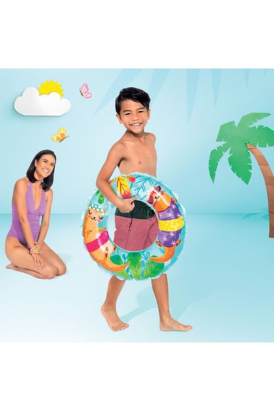 Intex حلقة سباحة للأطفال - - منقوشة شفافة - أزرق سماوي - 61 سم (59242)