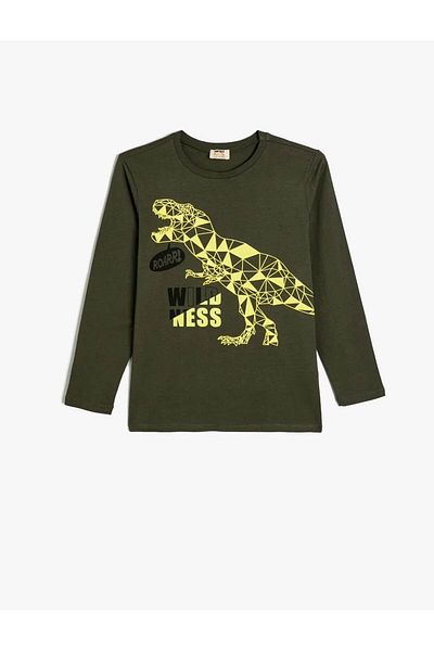 Koton Dinosaur T-Shirt Long Sleeve Crew Neck