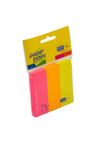 KRAF 25X76Mm Bookmark Index - 100 Sheets, 3 Colors - Film Adhesive