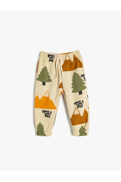 Koton Nature Printed Jogger Sweatpants - Tie Waist