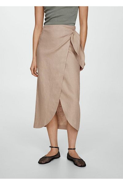 MANGO Woman Λινό Pareo Φούστα