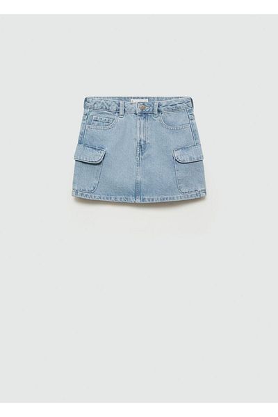 MANGO Kids Fustă denim cu buzunar cargo