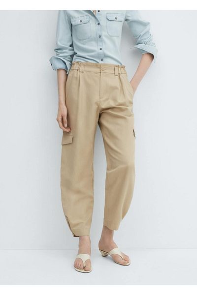 MANGO Woman Linen Cargo Pants