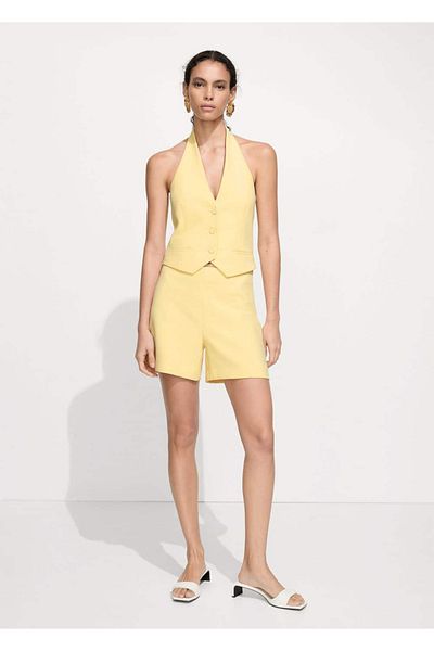 MANGO Woman Halter Collar Buttoned Vest