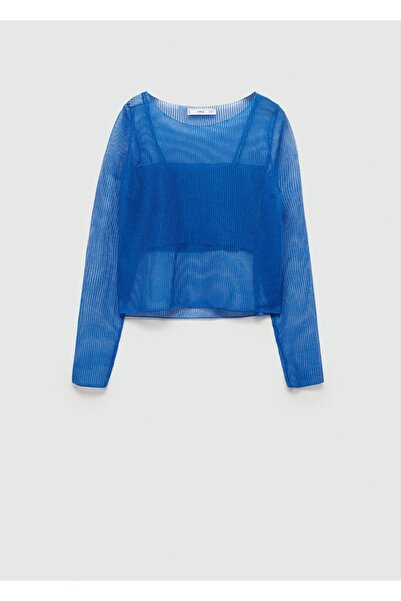 MANGO Woman Bluză combinată pulover semitransparentă