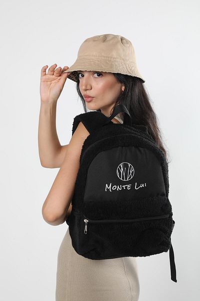 Monte Lui Black Plush Backpack - Mnt3637