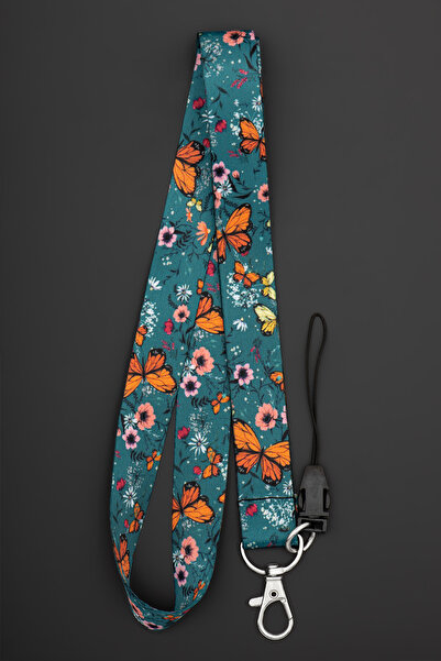 Apptakı Renkli Kelebekler Yaka Kartı Boyun Askı İpi Telefon Askı İpi - ASK0183