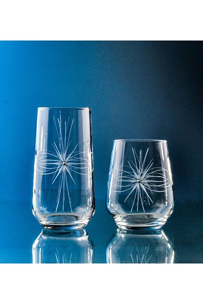 DECOCIA Kazaan 12 Piece Water and Soft Drink Cut Glass Set Mira Patterned