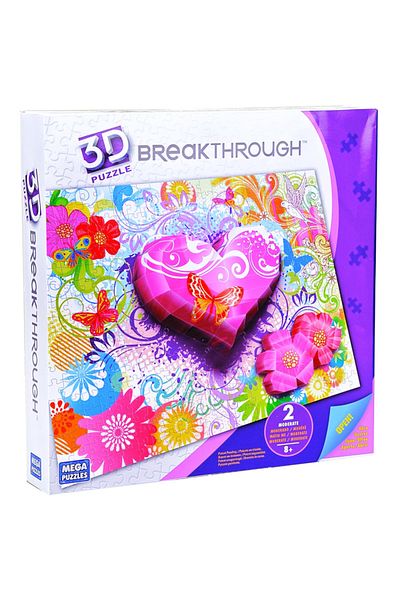 Mega Puzzles 250 Piece 3d Breakthrough Puzzle Hearts and Flowers 50680