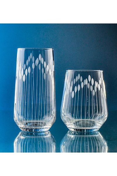 DECOCIA Kazaan 12 Piece Water and Soft Drink Cut Glass Set Vega Patterned