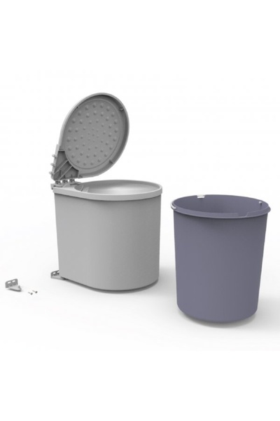 Adilon سلة مهملات مسبن، يمكن وضعها داخل الخزانة بسهولة، 11 لتر مع دلو. رمادي