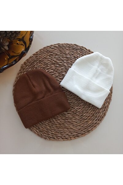 MARS BABY Fată Băiat Unisex Copil Maro Crem Tricotaj Beretă Flat Fold