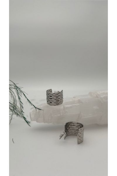 Doğaltaş Masalları Hoop Steel Earrings