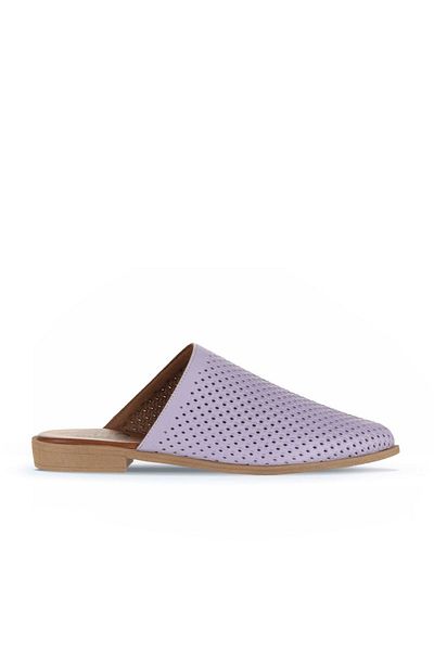 Bueno Shoes Papuci de damă din piele liliac - Design plat 01wa9200