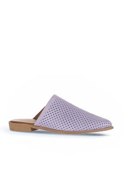 Bueno Shoes Papuci de damă din piele liliac - Design plat 01wa9200
