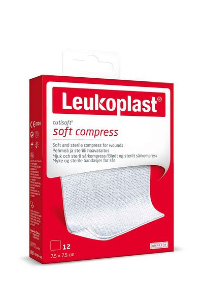 Leukoplast غطاء جروح غير منسوج من Cutisoft Soft Compress مقاس 7.5 سم × 7.5 سم