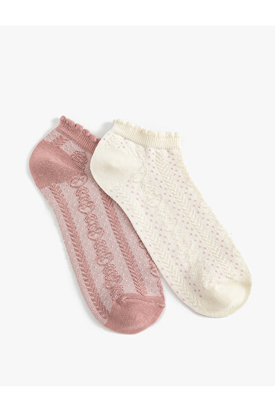 Koton Set of 2 Booties Socks Multicolored Textured Frilly