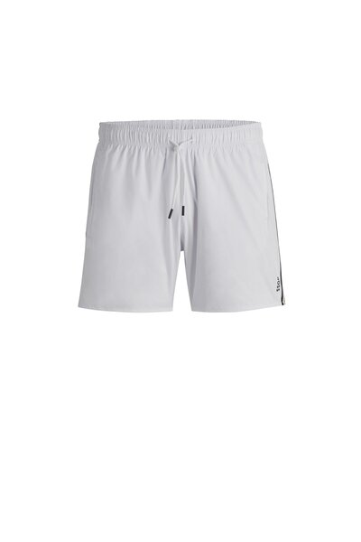 BOSS İmza Renkleri İle Çizgili Ve Logolu, Geri Dönüştürülmüş Malzemeden Deniz Şortu