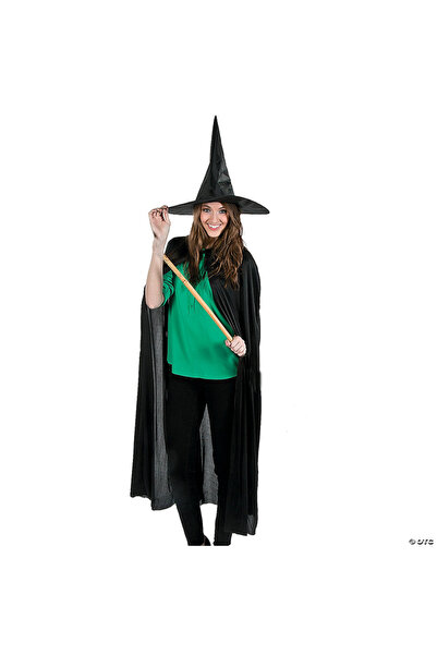 inci tasarım45 120 cm Adult Cloak with Black Collar and Black Fabric Witch Hat