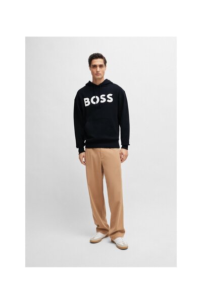 BOSS Fransız Havlu Kumaşından Logo Baskılı Kapüşonlu Sweatshirt