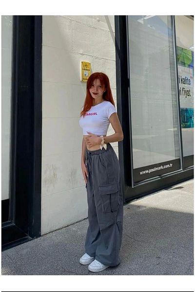 1blood ΓΚΡΙ Extreme Loose Fit Y2k Cargo Pocket Elastic Unisex Baggy