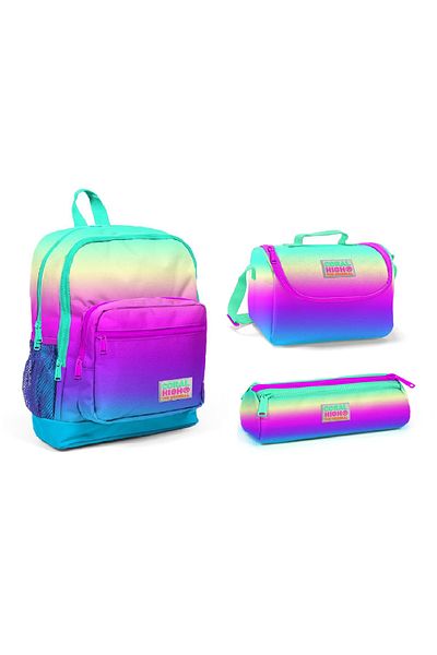 Coral High Colorful Printed Girl's 3-Piece Primary School Bag Set