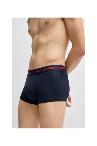 HUGO Üçlü Pakette Kemer Lastiği Logolu Esnek Pamuklu Trunk