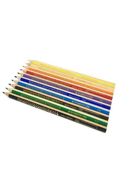 Staedtler 128 Nc10 Noris Clup 10-Pack Jumbo Triangle Dry Paint with Pencil Sharpener Gift