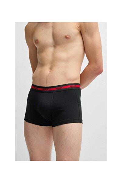 HUGO Üçlü Pakette Kemer Lastiği Logolu Esnek Pamuklu Trunk