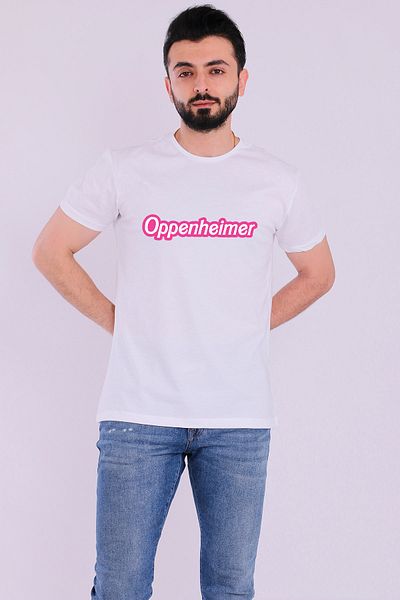 Tshirthane Ανδρικό μπλουζάκι Oppenheimer Barbie Written White Short Sleeve