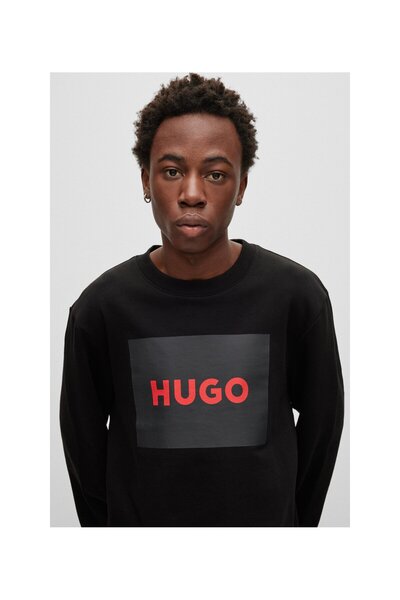 HUGO Kırmızı Logo Baskılı Pamuklu Havlu Kazak