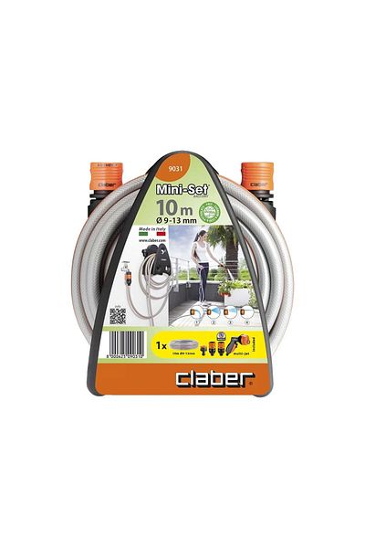 CLABER Adjustable Hose Reel Mini-Set with 4-Jet Spray Pistol