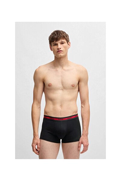 HUGO Üçlü Pakette Kemer Lastiği Logolu Esnek Pamuklu Trunk