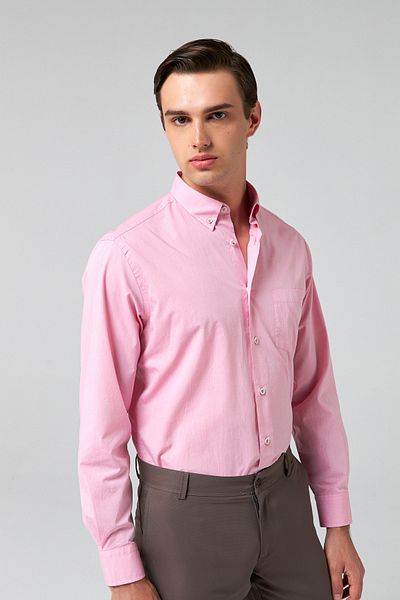 D'S Damat Πουκάμισο Comfort Pink Straight 100% βαμβακερό