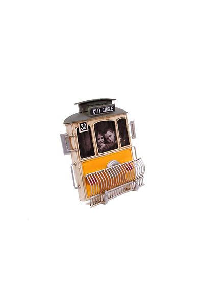 LiderGlobal Decorative Metal Frame Tram Themed Vintage Gift