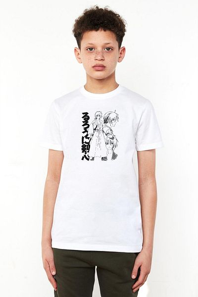 Tshirthane Tricou Rurouni Kenshin Black White Art White pentru copii