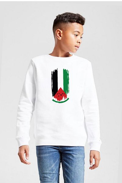 Tshirthane Φούτερ Watermelon Palestine Flag White Παιδικό 2ip