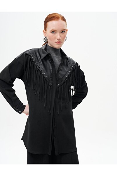 Kayra Püskül Detaylı Süet Tunik Siyah