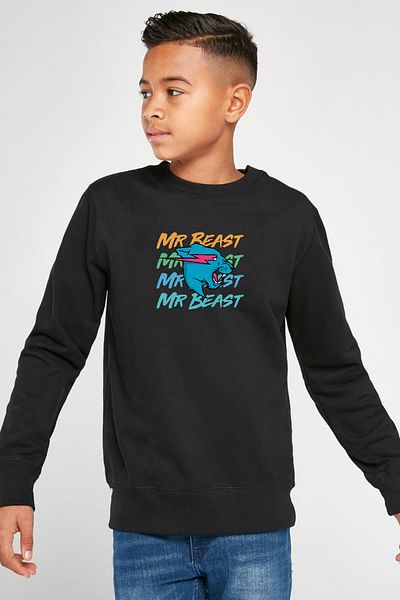 Tshirthane Детски суитшърт Mr Beast Lettern Black 2ip