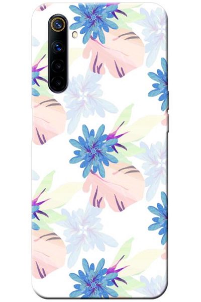 Zebana حافظة سيليكون متوافقة مع هاتف Realme 6 Spring Flowers 6 (مطبوعة)