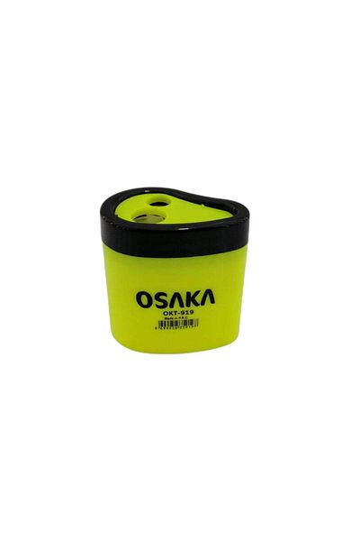Osaka مبراة قلم رصاص صفراء على شكل غرفة مزدوجة