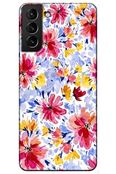 Dara Aksesuar حافظة متوافقة مع هاتف سامسونج جالاكسي S21، حافظة سيليكون زهور ا...